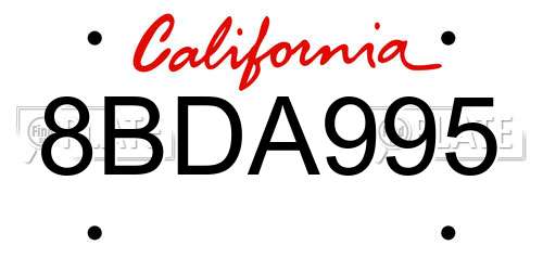 8BDA995 California License Plate