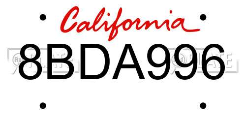 8BDA996 California License Plate
