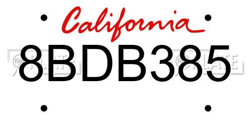 8BDB385 California License Plate