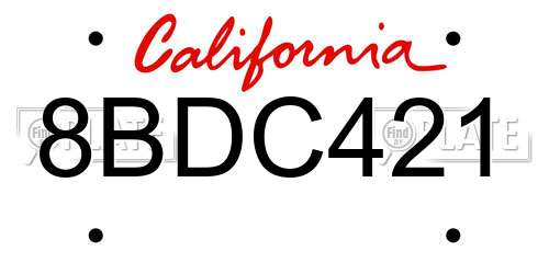 8BDC421 California License Plate