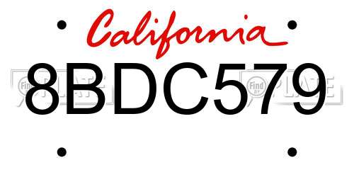 8BDC579 California License Plate