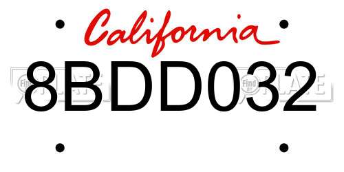8BDD032 California License Plate
