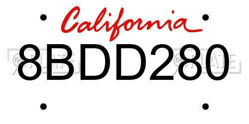 8BDD280 California License Plate