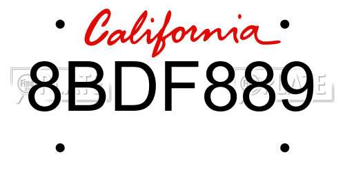 8BDF889 California License Plate