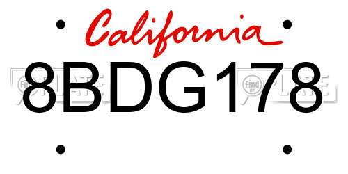 8BDG178 California License Plate
