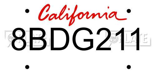 8BDG211 California License Plate