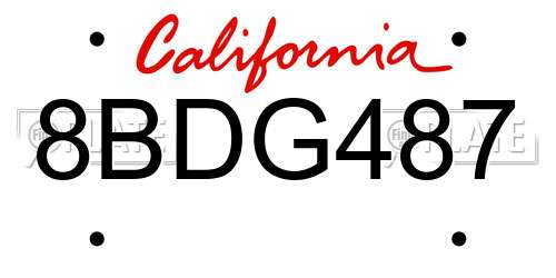 8BDG487 California License Plate