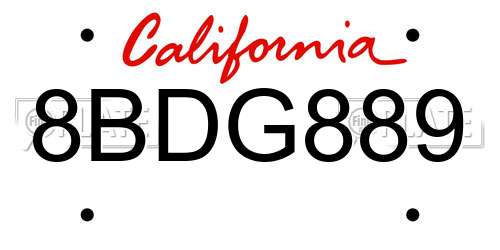 8BDG889 California License Plate
