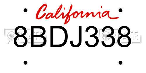 8BDJ338 California License Plate