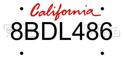 8BDL486 California License Plate