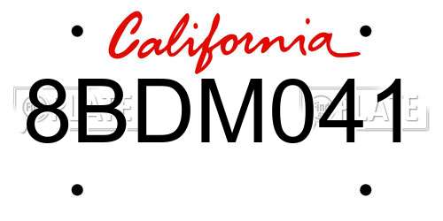 8BDM041 California License Plate
