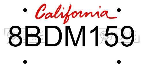 8BDM159 California License Plate
