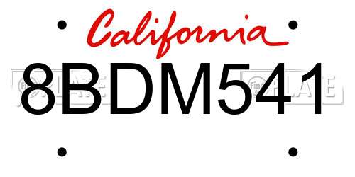 8BDM541 California License Plate