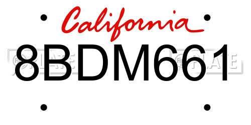 8BDM661 California License Plate