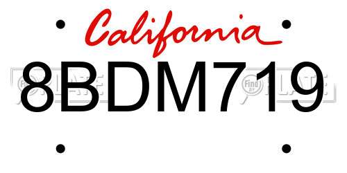 8BDM719 California License Plate