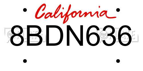 8BDN636 California License Plate