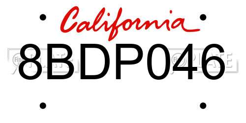 8BDP046 California License Plate