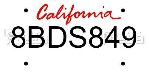 8BDS849 California License Plate
