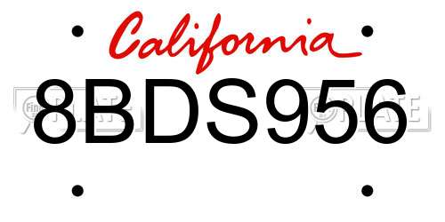 8BDS956 California License Plate