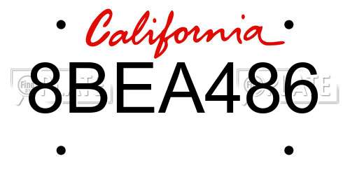 8BEA486 California License Plate
