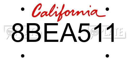 8BEA511 California License Plate