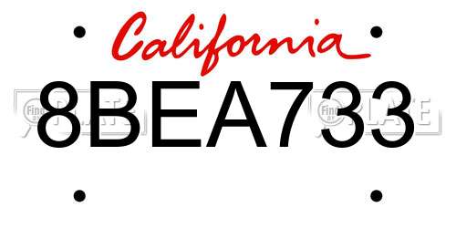 8BEA733 California License Plate