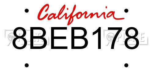 8BEB178 California License Plate