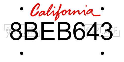 8BEB643 California License Plate
