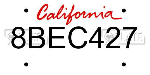 8BEC427 California License Plate