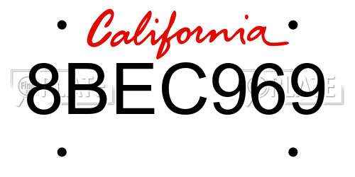 8BEC969 California License Plate