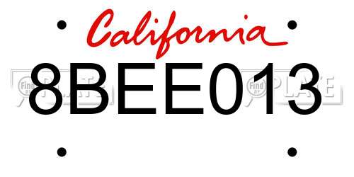 8BEE013 California License Plate