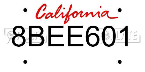 8BEE601 California License Plate