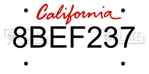 8BEF237 California License Plate