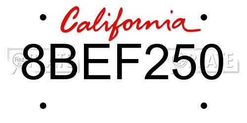 8BEF250 California License Plate