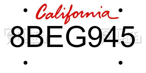 8BEG945 California License Plate