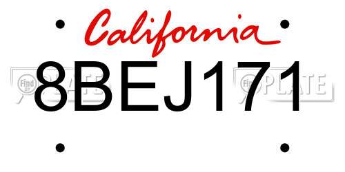 8BEJ171 California License Plate
