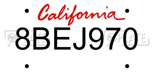 8BEJ970 California License Plate