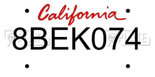8BEK074 California License Plate