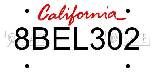 8BEL302 California License Plate