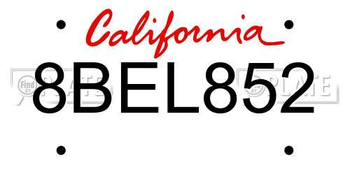 8BEL852 California License Plate