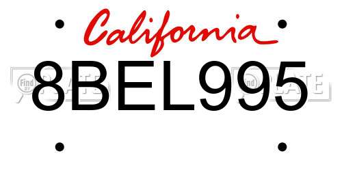 8BEL995 California License Plate