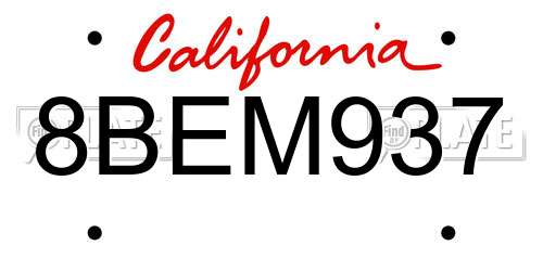 8BEM937 California License Plate
