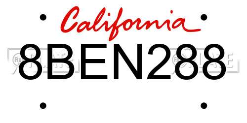 8BEN288 California License Plate