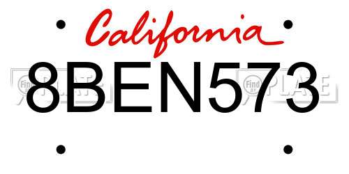 8BEN573 California License Plate