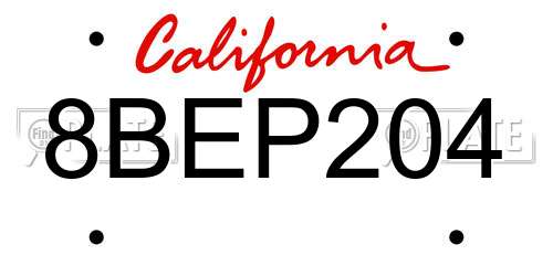 8BEP204 California License Plate