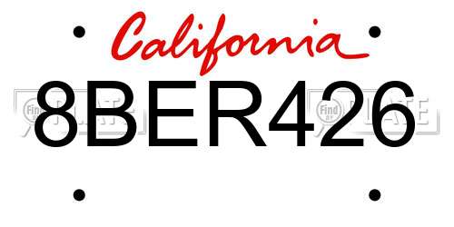 8BER426 California License Plate