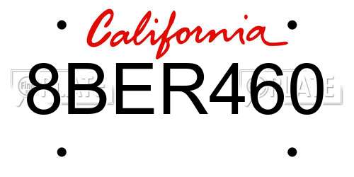 8BER460 California License Plate