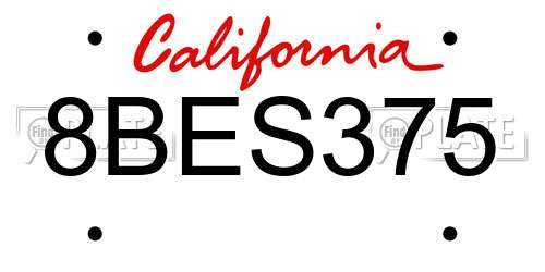 8BES375 California License Plate