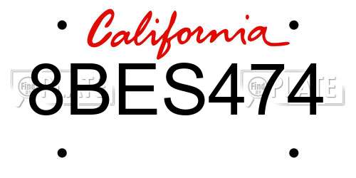 8BES474 California License Plate