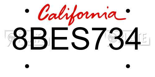 8BES734 California License Plate